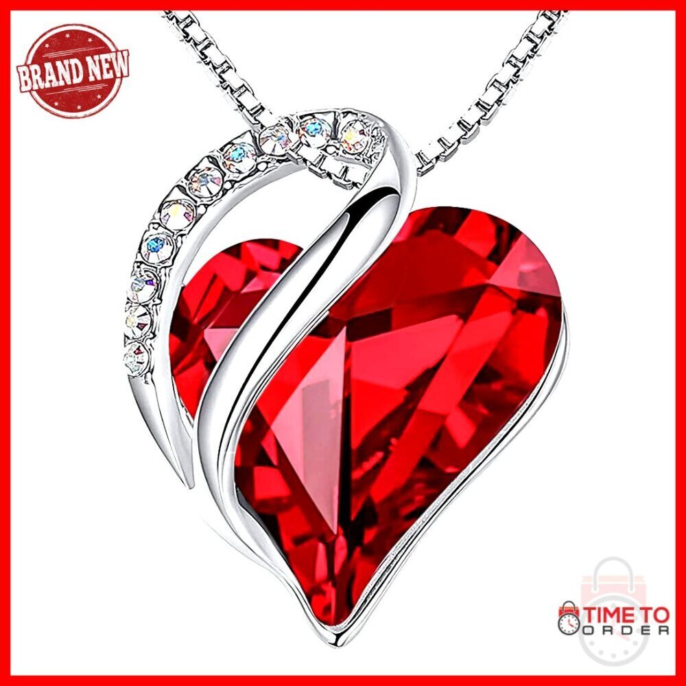 Infinity Love Heart Pendant Necklace Elegant Crystal Birthstone Gift Adjustable